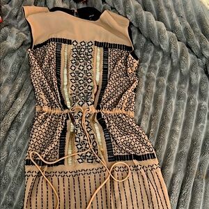 GREYLIN Elegant Beaded Geometric Patterned Dress